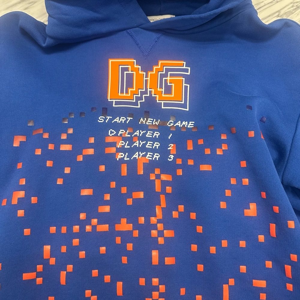 Dolce & Gabbana Blue Pixelated Kids Hoodie - Picture 2 of 5